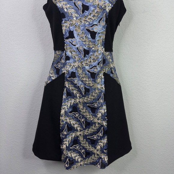 Hale Bob Dress Womens XS Black Blue Sequin Cocktail Formal Prom Dark Romantic - Picture 4 of 11